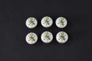 6 Vintage Ceramic China Cabinet Cupboard Drawer Knobs Flower Floral White Handle - Picture 1 of 9