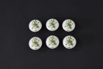 6 Vintage Ceramic China Cabinet Cupboard Drawer Knobs Flower Floral White Handle - Image 1 of 4