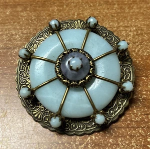 VINTAGE JAN MICHAELS SAN FRANCISCO GRANDE SPILLA OTTONE PIETRA - Foto 1 di 2