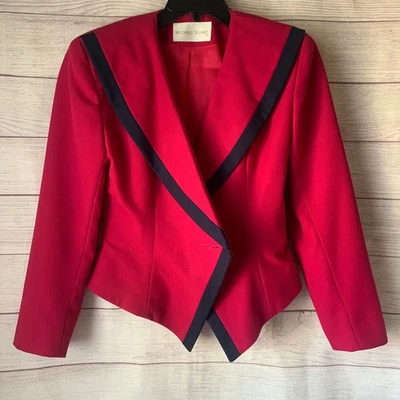 Vintage Michelle Stuart Pink Blazer Jacket Asymmetrical Front Size 4 - Image 1 of 4