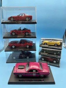 Lot Of 8 New Ray Model Cars Display Cases Mustang BMW Jaguar Corvette Challenger - Picture 1 of 16
