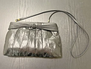 Vintage Nite Lites Holiday Fair Pleated Black Faux Leather Crossbody Bag Purse - Picture 1 of 10