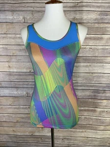 Camiseta sin mangas Nike Pro para mujer pequeña colorida malla ventilada trasera elástica activa Dri Fit - Imagen 1 de 11
