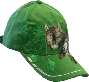 Cap, Basecap Cappy Mütze Kappe mit Wolf Federn aufwendig bestickt in 3 Farben - Bild 1 von 7