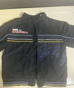 Marvel Amazing Spiderman Cartoon Jacket Boys Size 5T Full Zip Vintage Blue 90s - Picture 1 of 10