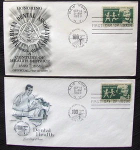 2 different FDC HONORING AMERICAN DENTAL ASSOCIATION 1959. - Picture 1 of 1