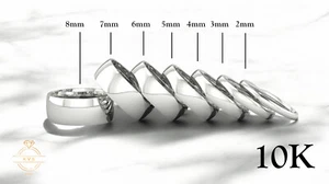 10K White Gold Low Dome Wedding Band Ring - Comfort Fit Polished New - Picture 1 of 10