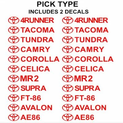 Набор наклеек Toyota из 2 4RUNNER TUNDRA TACOMA SUPRA MR2 CAMRY COROLLA FT86 CELICA - Изображение 1 из 3
