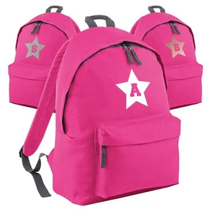 Personalised School Backpack in Fuchsia With Initial For Kids Back To School - Picture 1 of 6