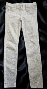~ ABERCROMBIE KIDS White Gold Floral Print Stretch Denim Jeans Girls Size 16 - Picture 1 of 4