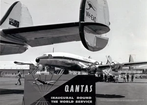 Qantas First Round the World Service Art Print - Melbourne 1958 - Multi sizes ee - Picture 1 of 4