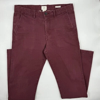 H&M Men's LOOG Skinny Fit Stretch Pants Size 32 Burgundy Cotton Blend Skinny Leg - Image 1 of 4
