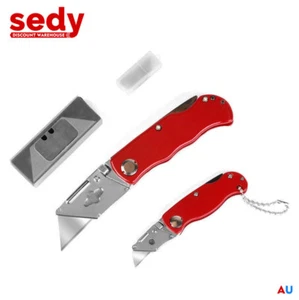 2Pcs Folding Utility Knife Aluminium Handle & 10 Spare Stanley Blades Craft DIY - Picture 1 of 11