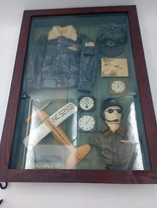 Vintage Aeronaut Flying Machine Pilot Plane Shadow Box Air Force Bomber Jacket - Bild 1 von 14