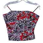 NEW Kay Unger 110% Silk Satin Floral Paisley Strapless Bustier Corset Top sz 8