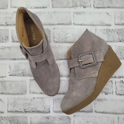 NWOB Jack Rogers Izzie Wedge Booties with Buckle French Gray Suede Size 8 - Image 1 of 4