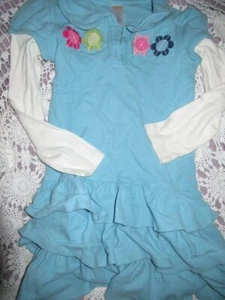 euc Gymboree blue daisy applique drop waist dress girls 7 free ship USA - Picture 1 of 2