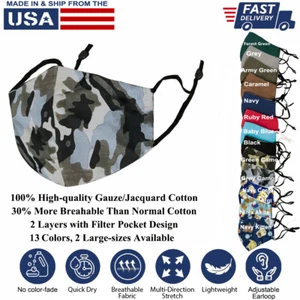 3D Face Mask Adults Reusable washable 100% Pure Cotton L-XL Unisex Made in USA - Picture 1 of 76