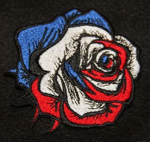 ROSE Tricolor Fully Embroidered Gothic Rockabilly Patch Ironing On - Picture 1 of 1