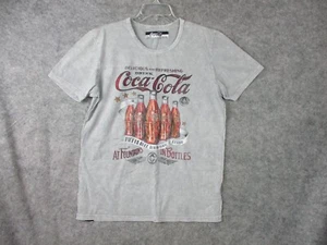 Vintage Coca-Cola Promotional T-Shirt Men's Medium Gray Bottles Logo Seams out - Picture 1 of 15