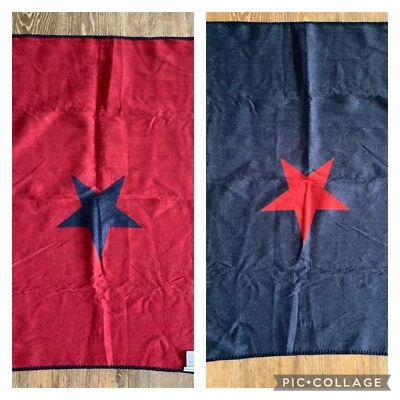 Manta Cuna Pottery Barn Kids Big Star Nueva 30x40 Rojo Azul Reversible Foto 1 de 4