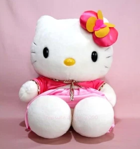 Raro Vestido Sanrio Hello Kitty Vintage Peluche 1999 XL 19" Rosa Satinado Japón Como Nuevo - Imagen 1 de 9