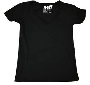 Neff Womens Blank Black V-Neck Shirt New S - Picture 1 of 1