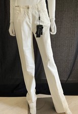 NWT Authentic Dolce Gabbana Jeans Pants Wide Leg Mid Rise White Sz IT 44 US 8 S
