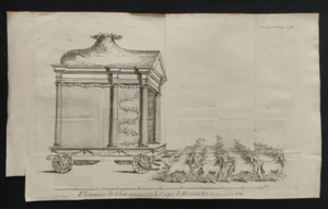 ELEVATION DU CHAR QUI PORTA LE CORPS D'ALEXANDRE ENGRAVING 1750 CA - Picture 1 of 2