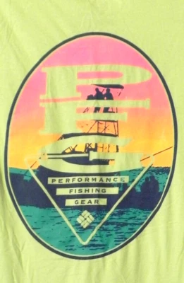 Columbia PFG Men's Size M Green SS Fishing T-Shirt "Boat On The Water" - Image 1 of 3