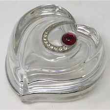 Lenox Rubi Heart Trinket Box Crystal Clear Silver Trim