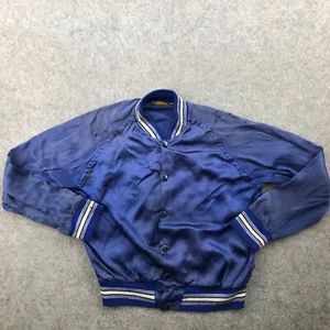 Vintage Southern Manufacturing Co Jacket Mens 38 Blue Satin Bomber Russell 1930s - Picture 1 of 21