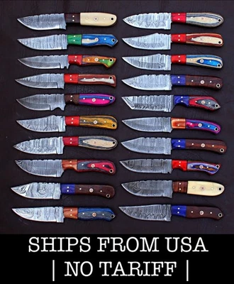 LOT OF 20 CUSTOM HANDMADE DAMASCUS STEEL HUNTING FULL TANG SKINNER EDC KNIFE 468 - Image 1 of 4