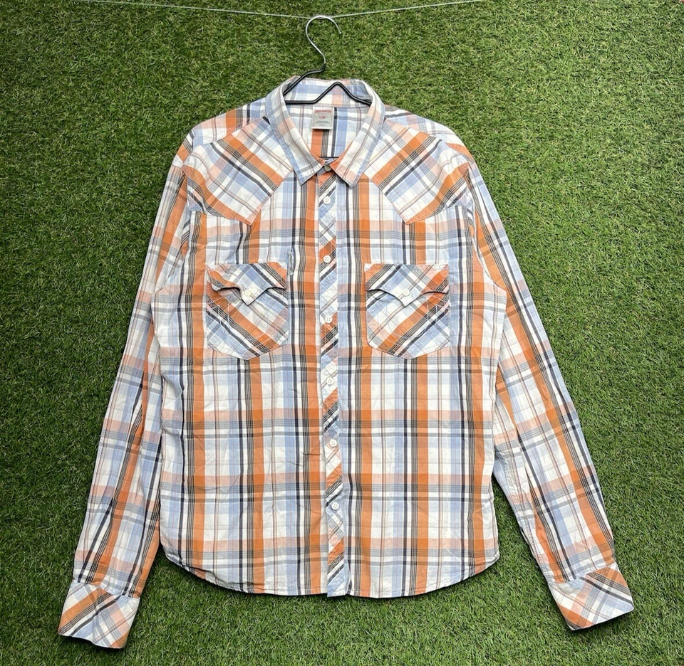 True Religion Shirt Kids 3XL Plaid Flannel Pearl Snap Western Work Mens Large - Image 1 of 4