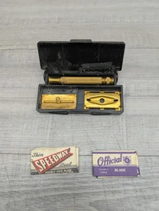 Vintage Gillette Brass Razor with Original Case. Extra Blades - Bild 1 von 12