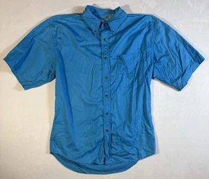 Vintage Bugle Boy Button Up Shirt Adult L Large Blue Crest Casual Mens w Pocket - Picture 1 of 10