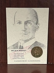 Wilbur Wright authentifizierte Tinte abgelehnt 1903 Indian Head Penny Karte - Bild 1 von 7