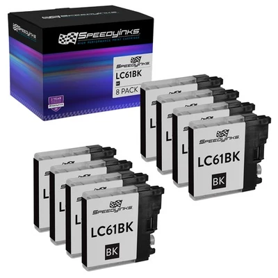 8pk For Brother LC61Bk Black for DCP MFC Printers LC61 Series - Image 1 of 4