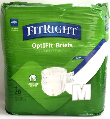 20 pañales FitRight medianos ultra adultos ~ calzoncillos para incontinencia con pestañas Foto 1 de 3