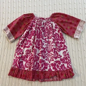 Boutique Handmade Pink Fleur De Lis Dress ~ 4 - Picture 1 of 10