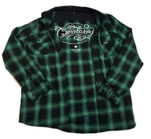 Camisa de franela Creature Skateboards XL verde negra a cuadros condenada si lo haces - Imagen 1 de 5