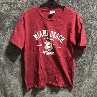 Miami Beach Florida Shirt Mens Medium Red Comfort Colors Graphic Tee Nautical - Image 1 of 4