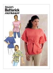 Butterick Very Easy SEWING PATTERN B6685 Misses' Top & Sash XS-M Or L-XXL - Picture 1 of 9