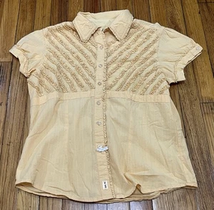 Twenty X Ultra Fit Yellow Ruffled Short Sleeve Shirt Women's Large - Picture 1 of 11