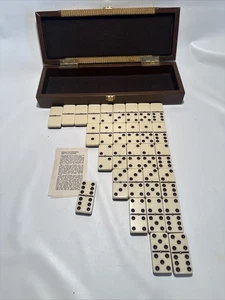 Hilanderos de latón vintage de 30 piezas dobles seis fichas imitación cuero marrón crema - Imagen 1 de 24