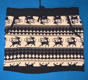 Black & White Fair Reindeers Knit Mini Skirt Christmas Size M/L - Picture 1 of 9