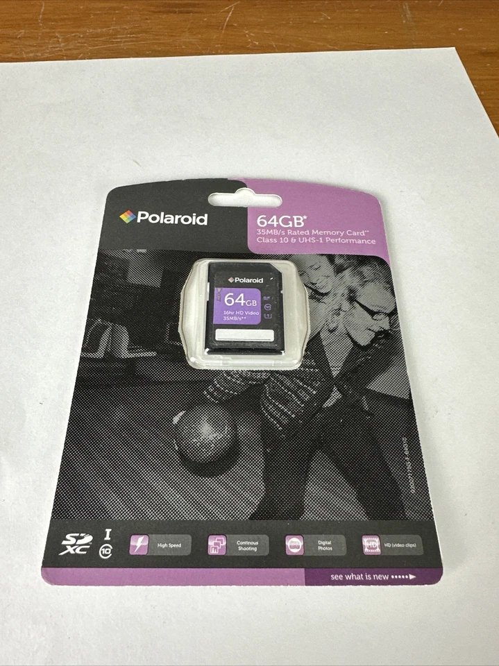 Polaroid 64 GB SDXC Memory Card Class 10 UHS-1 New Sealed - Image 1 of 3