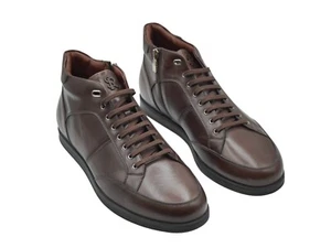 NWT STEFANO RICCI Leather  Sneakers  Shoes LOGO Eu 44 Uk 10 Us 11 SR2714 - Picture 1 of 4