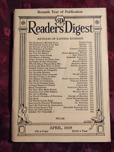 Readers Digest April 1929 James Dole Walter Pitkin Stuart Chase Elmer Davis  - Picture 1 of 1