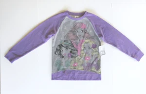 Disney Princess Sweatshirt Girls 9-10 Purple Long Sleeve Pullover Fleece Sweater - Picture 1 of 10